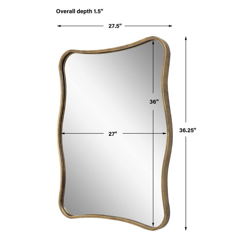 Curvy Framed Wall Mirror - 36.25" - Gold