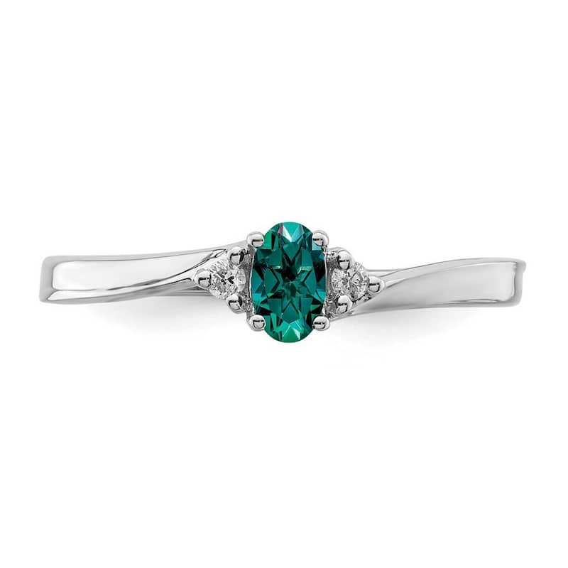 Curata 925 Sterling Silver Rhodium Plated Created Alexandrite Ring