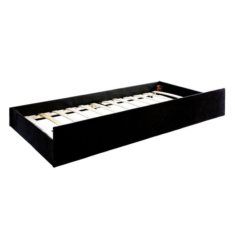 Tuxedo Design Daybed with Trundle, Button Tufted Upholstery and Nailhead Trim, Black