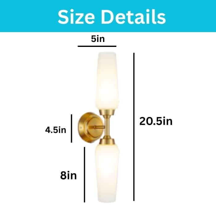 2 Light wall sconce glass, metal Light bulbs cool brass wall light - 21"
