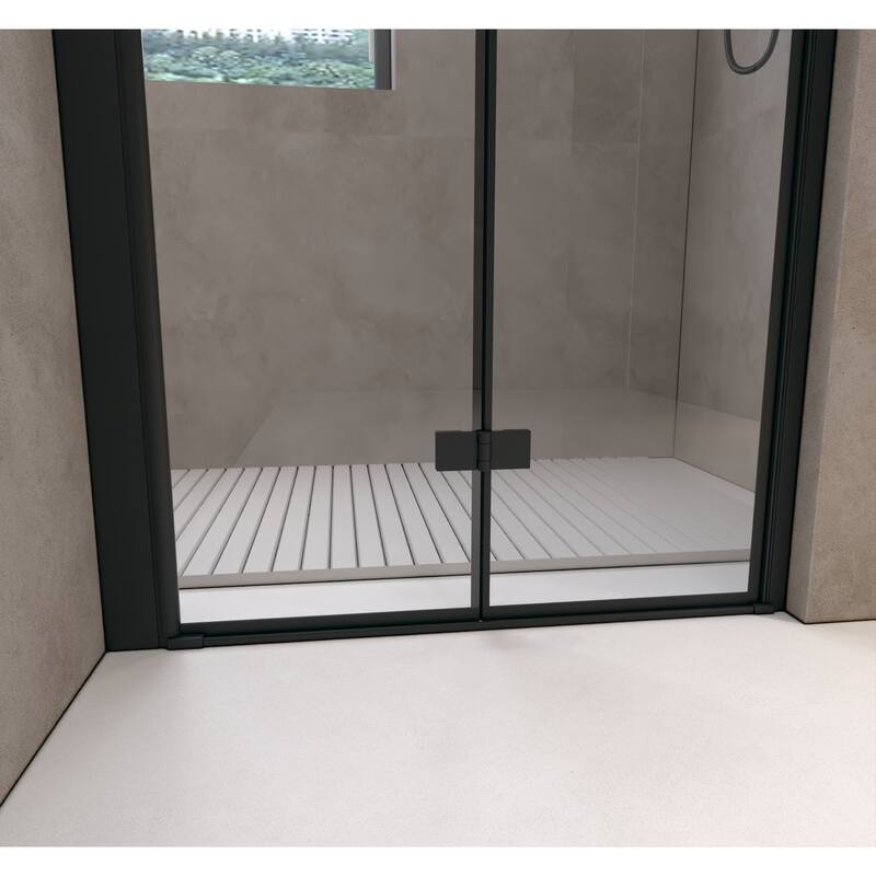 Bifold Shower Door Tempered Glass Aluminum Frame