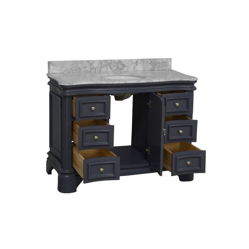 KitchenBathCollection Katherine 48" Bathroom Vanity with Carrara Marble Top