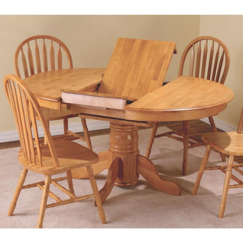 Extendable Dining Table - Oval Pedestal Table, 66" Dining Table, Butterfly Leaf Table, Seats 6 - 66