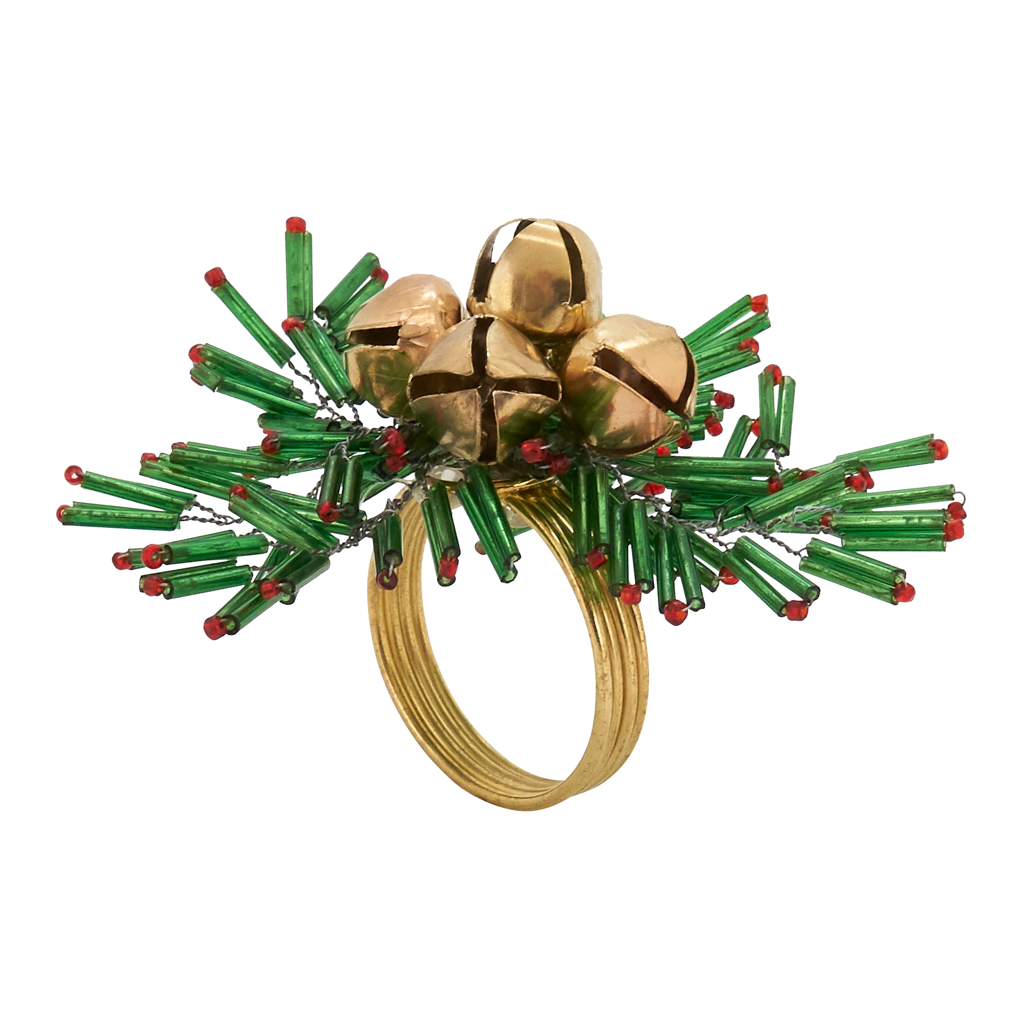 Beaded Napkin Rings With Snowflake and Bells Design (Set of 4)
