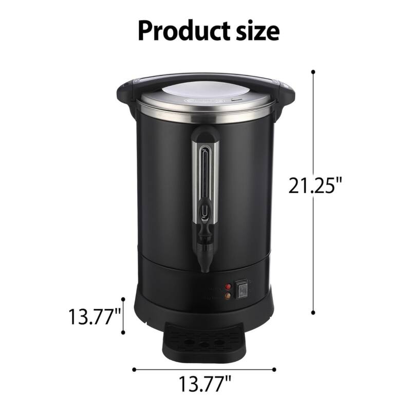 18L/120 Cups Coffee Urn- 4.8 Gallon Double Wall Commerical Coffee Maker Black