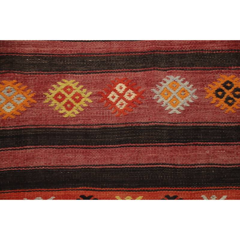 Hand Woven Oriental 100% Wool Carpet Southwestern Tribal Multi-Colored Kilim Area Rug - 9' 11'' X 6' 1''