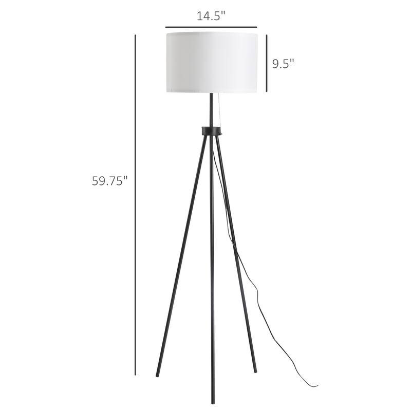 HOMCOM Floor Lamp with Fabric Drum Lampshade 59.75"H - 14.5*14.5*59.75