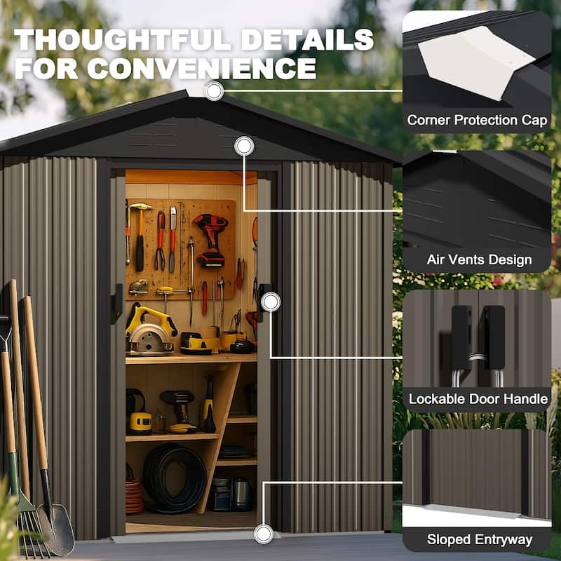 Metal Outdoor Garden Shed Storage Tool Shed with Sliding Doors
