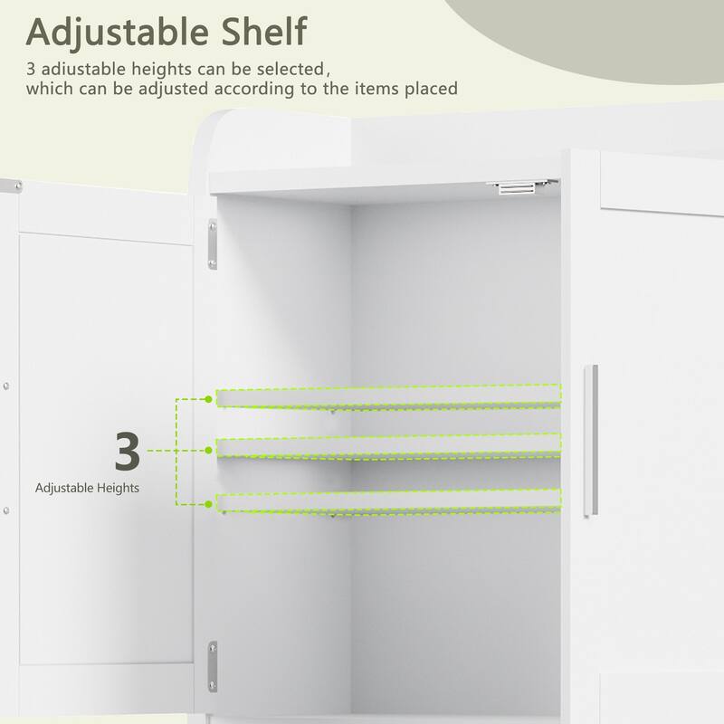 VECELO Bathroom Wall Cabinet Over Toilet Storage Cabinet Medicine Cabinet Space Saving with 2 Doors Open Shelves Towel Bars