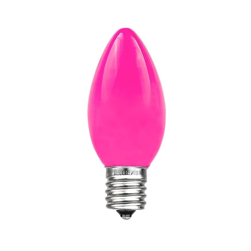 C9 Outdoor Ceramic Christmas Replacement Bulbs, C9/E17 Base - Medium - Pink