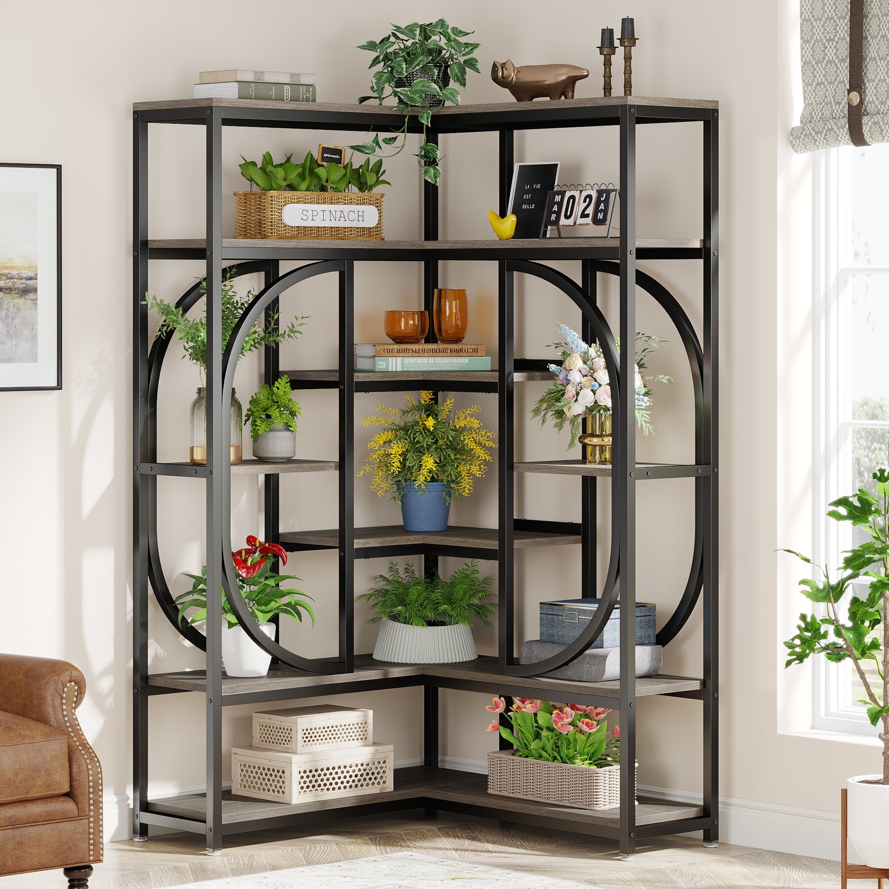L shop shaped bookshelf