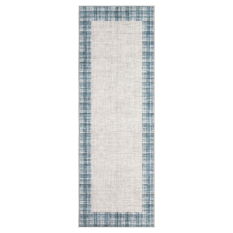 Garvee Linen Border Living Room Area Rug