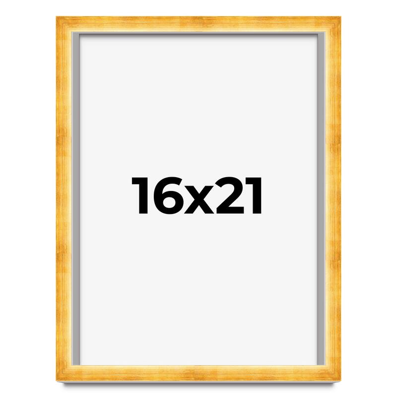 16x21 Shadow Box Frame Gold | 1.625 Inches Deep Real Wood Traditional