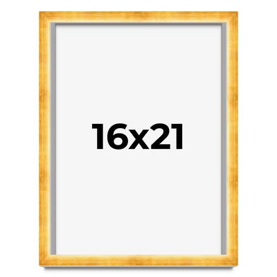 16x21 Shadow Box Frame Gold | 1.625 Inches Deep Real Wood Traditional