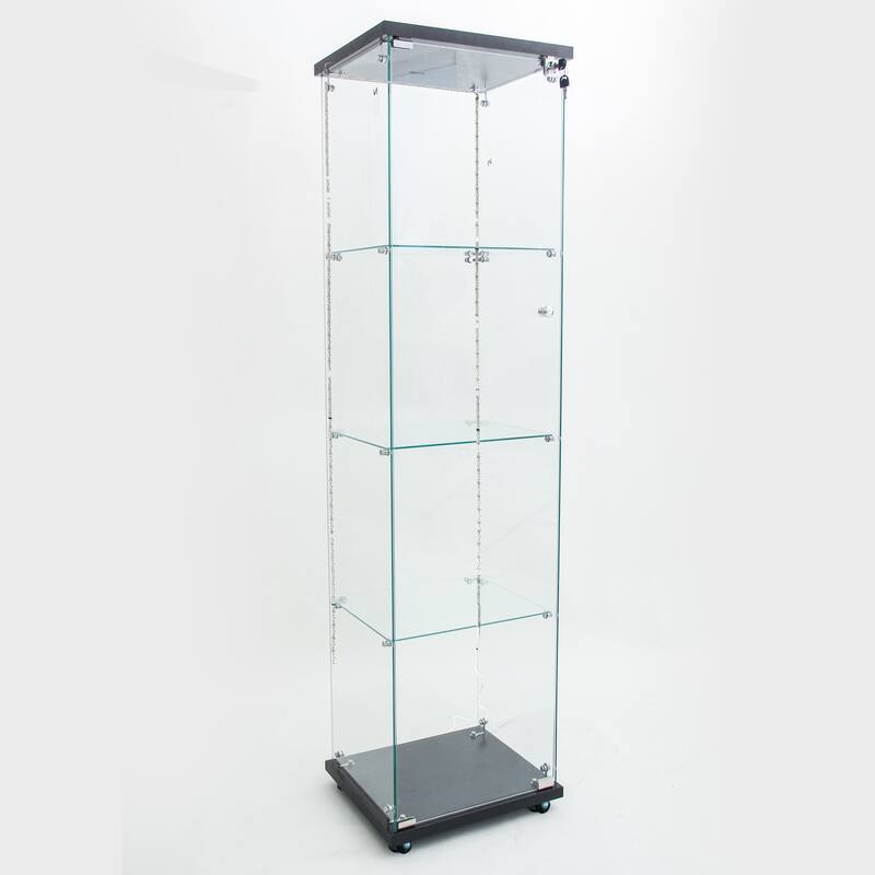 Tempered glass cabinet,wine cabinet,storage cabinet,file cabinet,with Bluetooth LED light,lock on the door,equipped with cast