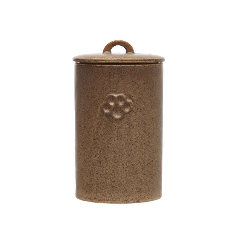 Debossed Stoneware Treat Canister with Paw Print