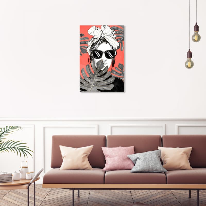 Wynwood Studio Canvas Fashion and Glam Hidden Leaf Gray and Light Gray Glam Wall Art Canvas Print - 30 x 20