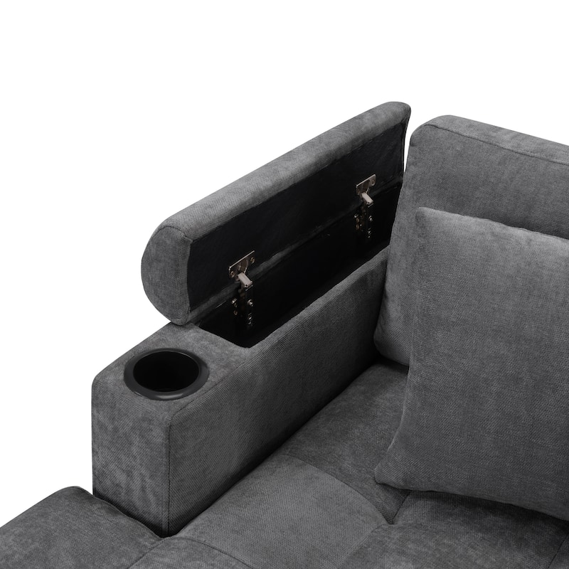 Oversized U-Shaped Chenille Sectional Sofa with Chaise by Harper&Bright Designs