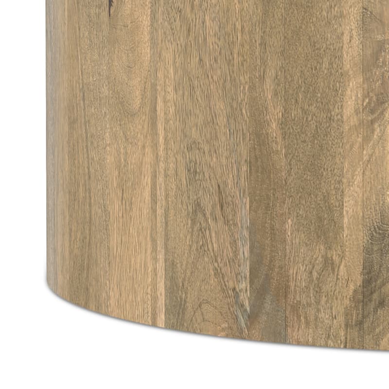 WYNDENHALL Hillmount SOLID MANGO WOOD 36 inch Wide Round Contemporary Drum Coffee Table & Fully Assembled - 36"d x 36" w x 14"h