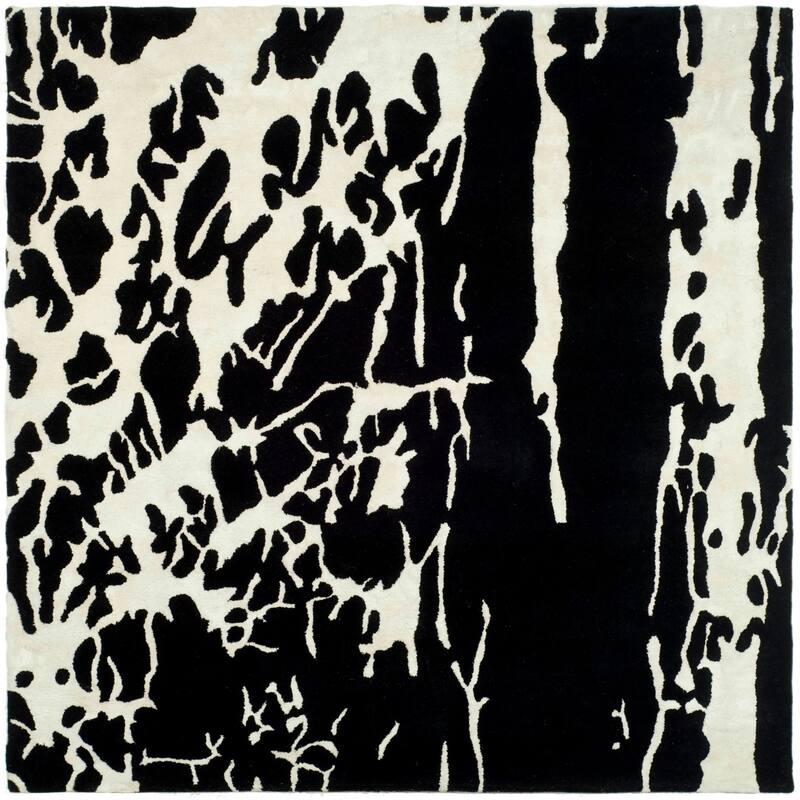 SAFAVIEH Handmade Soho Ayla N.Z. Wool Rug - 6' Square - Black/Ivory