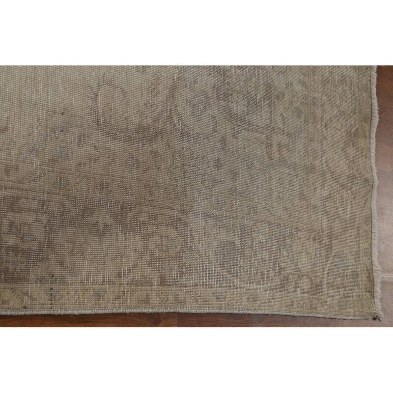 Hand Knotted Oriental 100% Wool Carpet Traditional Floral Beige & Ivories Tabriz Area Rug - 9' 7'' X 6' 7''