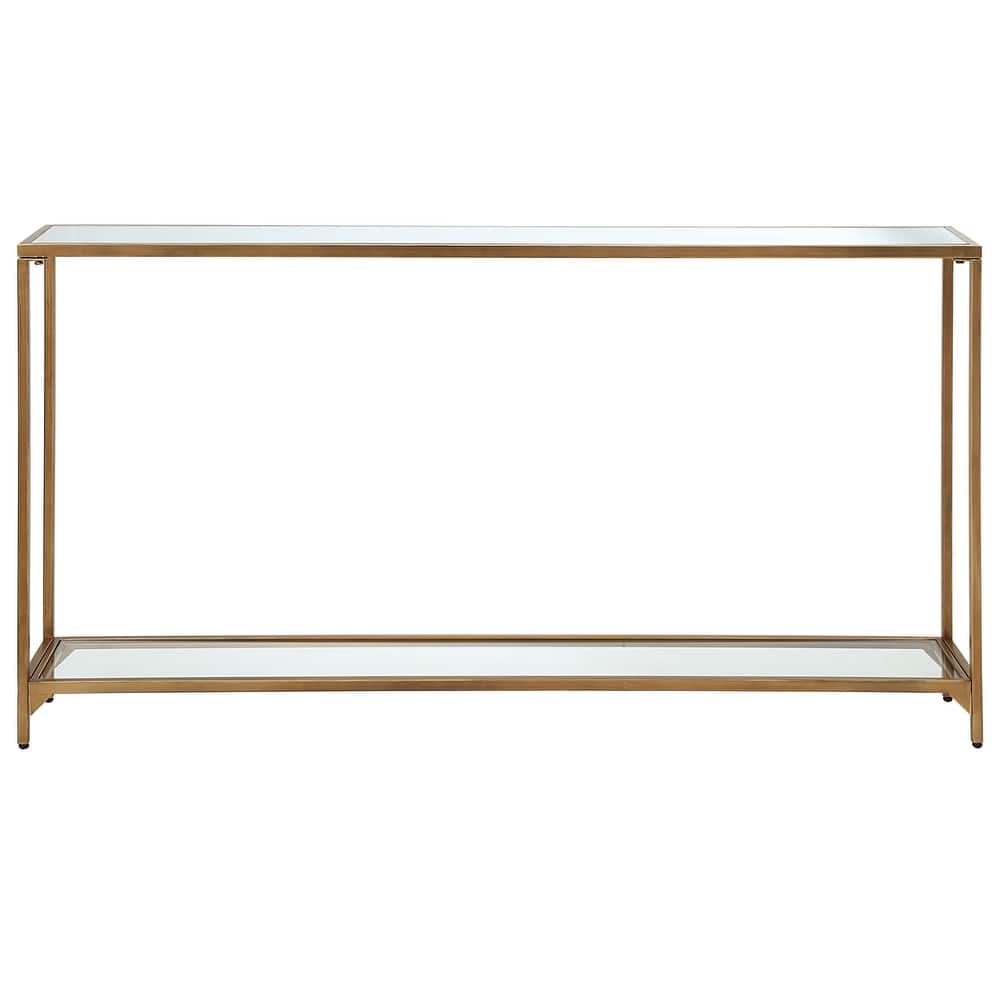 Copper Grove Metal and Tempered Glass Narrow Console Table