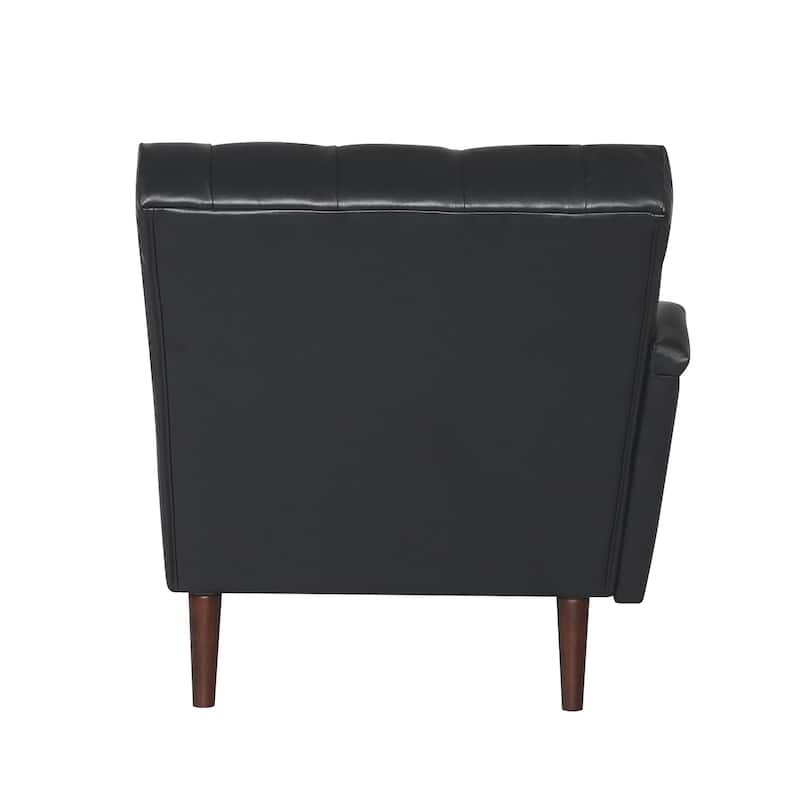 Chaise Lounge Arm Chair with Pillow and Wood Legs,Accent Soft Chair with Tufted Back and Arm,Upholstered Chaise Couch Chair