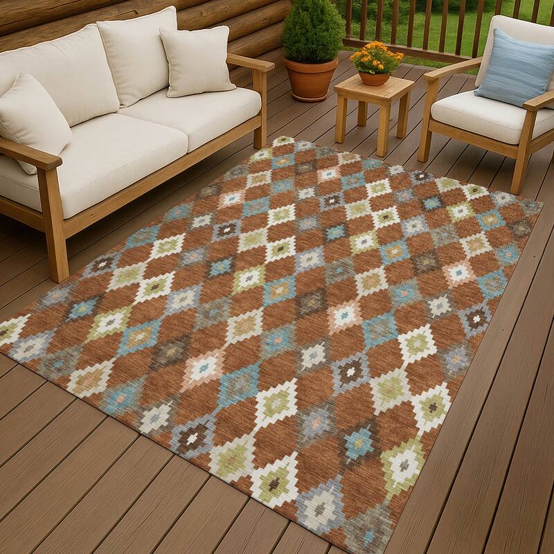 Machine Washable Indoor/ Outdoor Global Ahmet Chantille Rug