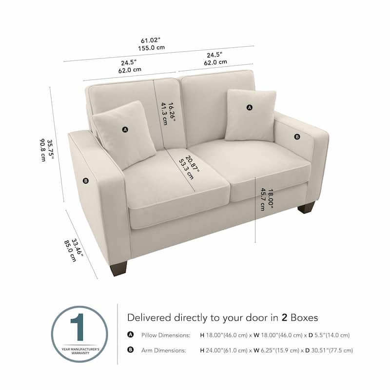 Bush Furniture Stockton 61W Small Loveseat Sofa for Living Room