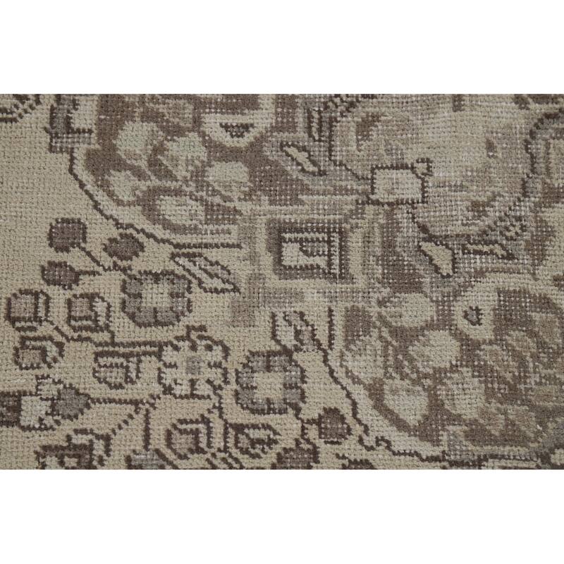 Distressed Tabriz Vintage Persian Rug Hand-Knotted Blue Wool Carpet - 6'7" x 9'6"