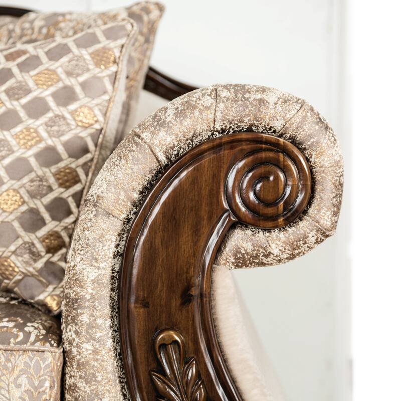 Furniture of America Brivn USA Made Traditional 2-Piece Light Brown and Dark Cherry Sofa Set