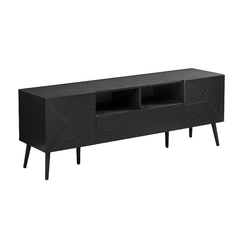 Tv Stand, 72 Inch, Console, Media Entertainment Center, Storage Drawer, Walnut Laminate, Mid Century, Modern