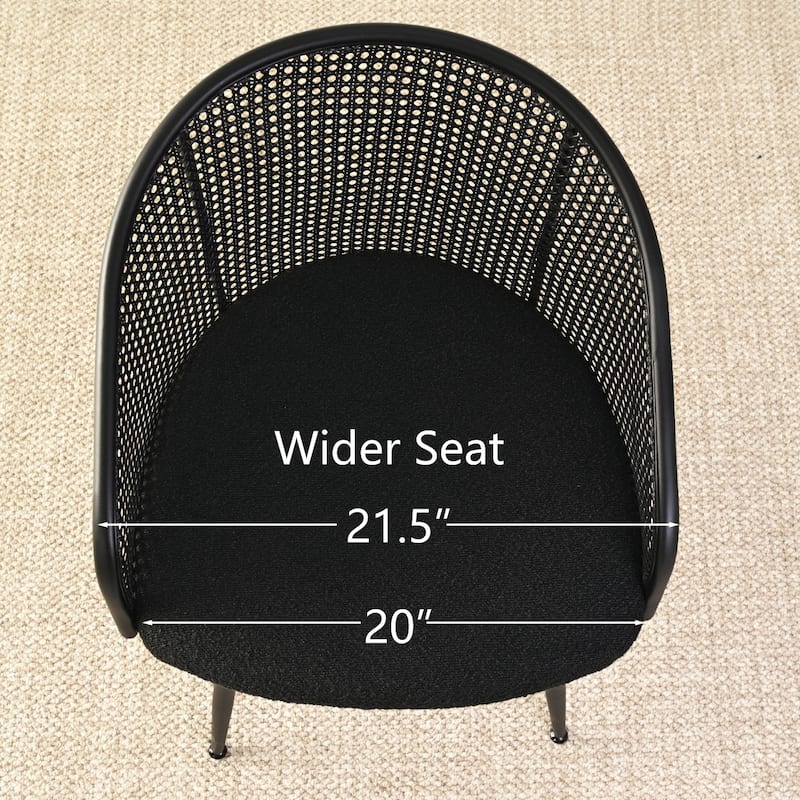 19" Seat Height Rattan Boucle Dining Armchair(Set of 2)