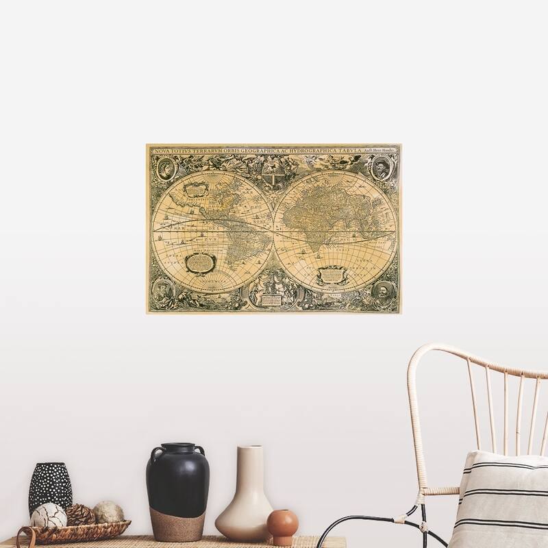 "Vintage map of the world" Poster Print - Multi - 36 x 24