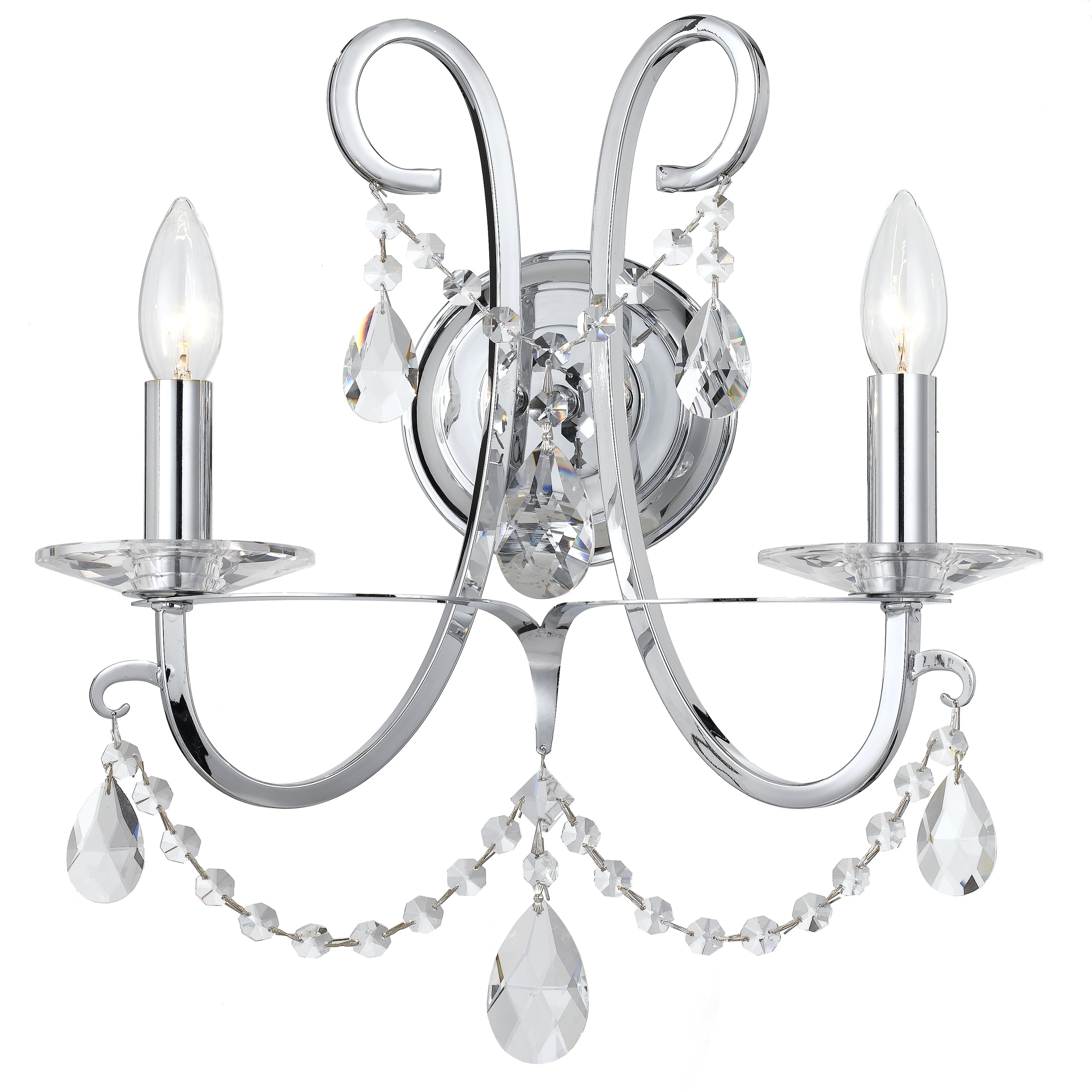 Othello 2 Light Crystal Polished Chrome Sconce - 14'' W x 16'' H x 6'' D