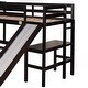 preview thumbnail 6 of 7, Espresso Twin over Full Solid Pine Wood Bunk Bed with Twin Loft Bed, Built-in Desk, Slide