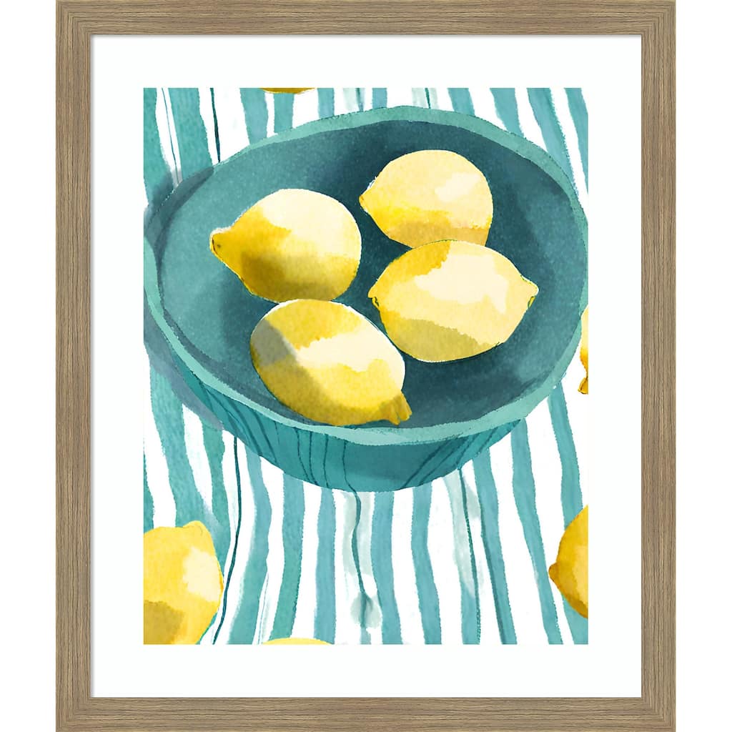 Zitronen in Schale by Ohkimiko Wood Framed Wall Art Print