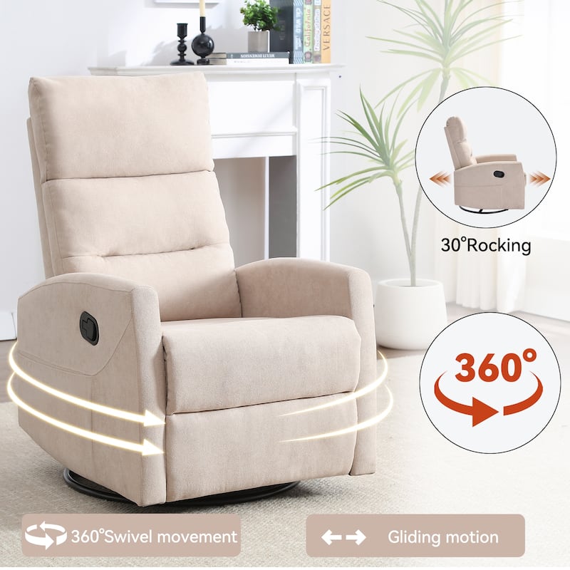 360° Swivel Rocking Recliner Chair in Polyester for Living Room