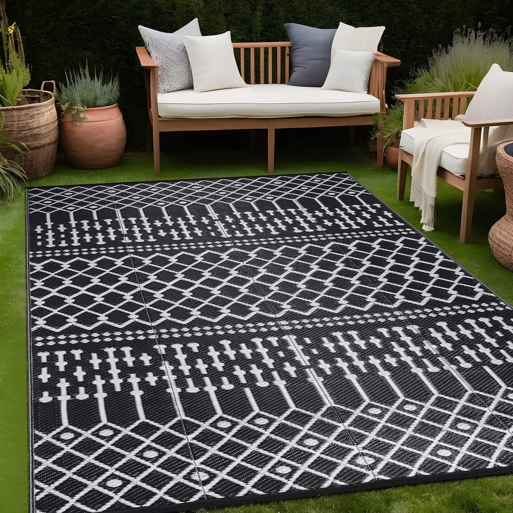 Beverly Rug Moroccan Trellis Outdoor Rug Waterproof for Patio, RV Camping