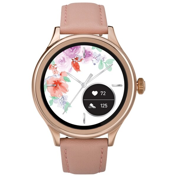 iConnect by Timex Women's Pro AMOLED Smartwatch with Heart Rate 43mm - Rose Gold-Tone with Blush Leather Strap