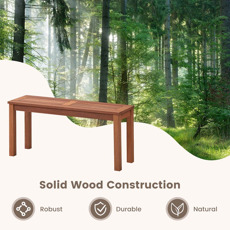 Outdoor Backyard Patio Backless Dining Bench Solid Wood Garden