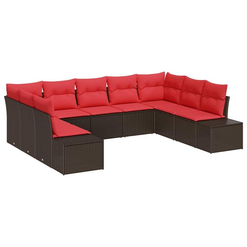 vidaXL 10 Piece Garden Sofa Set with Cushions - 113.8×82.3×27.2