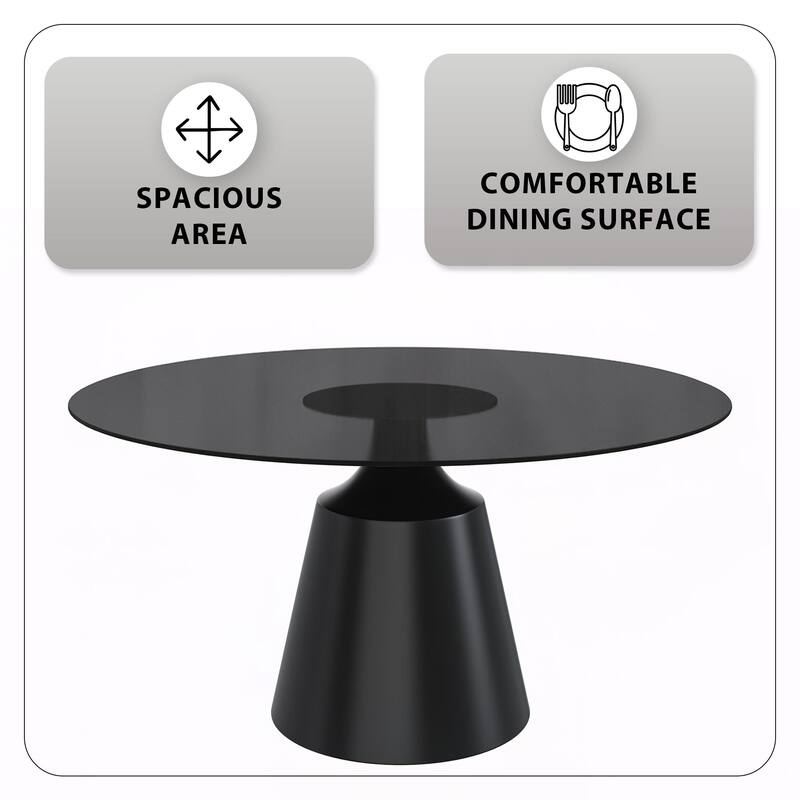 Prynn Dining Table with Round Top and Black Pedestal Base