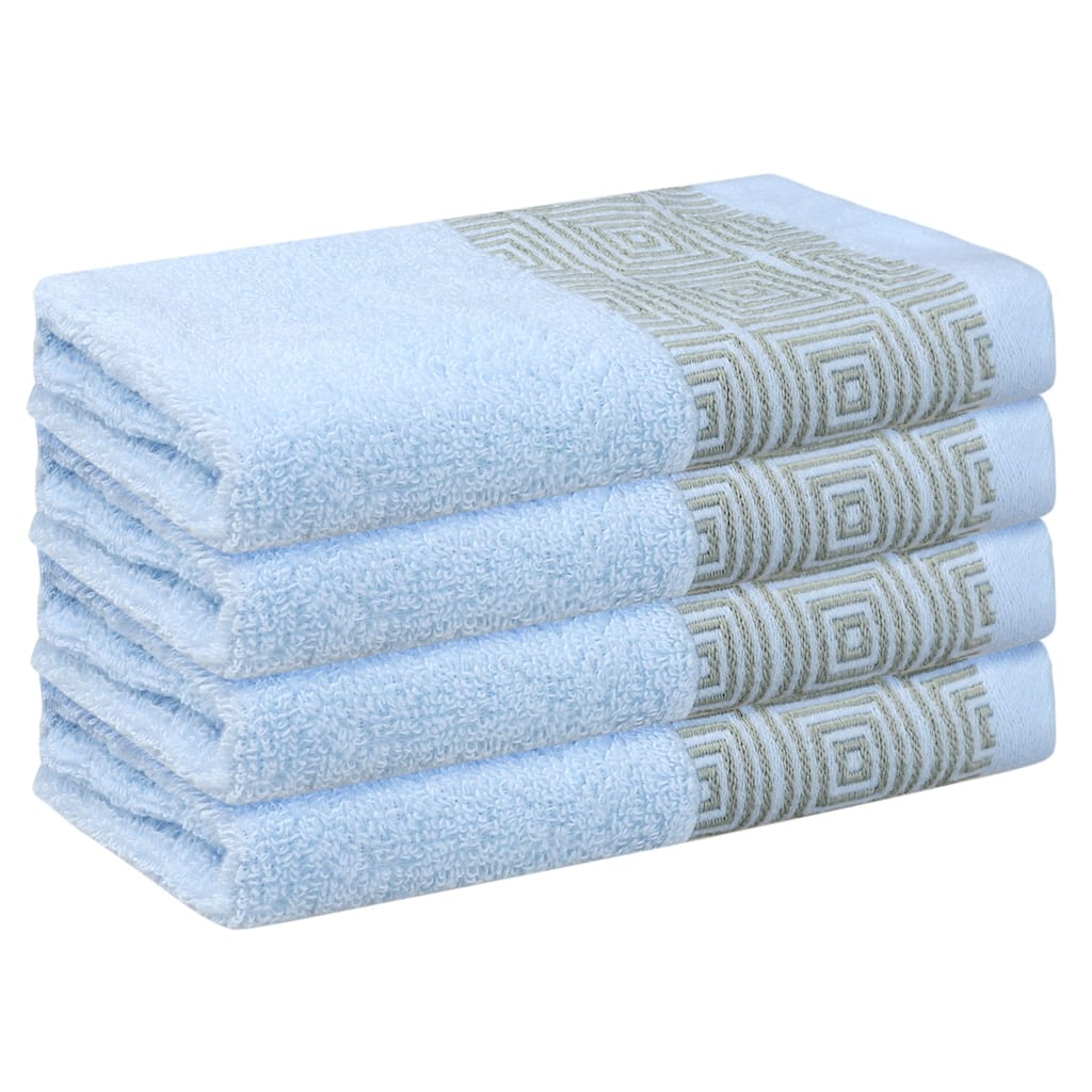 Geometric Patterns Washcloths Set, Cotton Bath Towels, Low Linting Face Towels for Bathroom, Hotel, Spa 13" x 13"