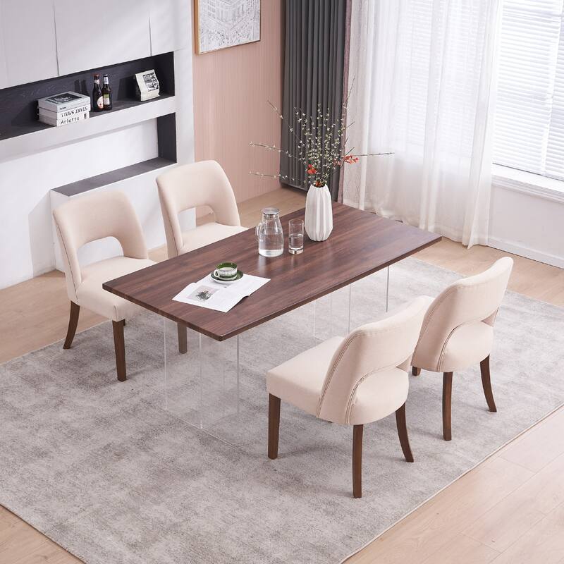 Wooden Dining Chairs Set of 2/4/6,Modern Fabric Upholstered Dining Room Chair Kitchen Chairs