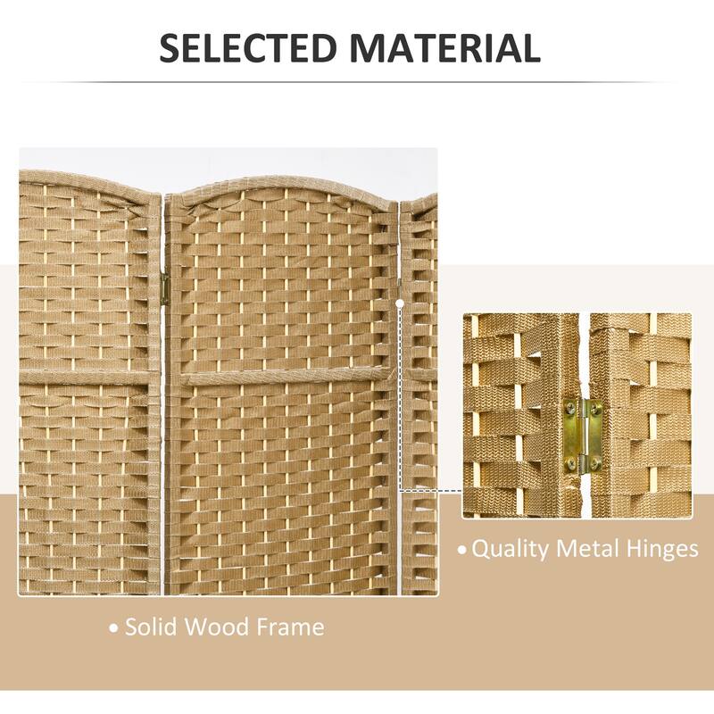 Room Divider, 4 Panel Folding Privacy Screen, 5.6' Tall Freestanding Wall Partition for Home Office, Bedroom, Nature Wood
