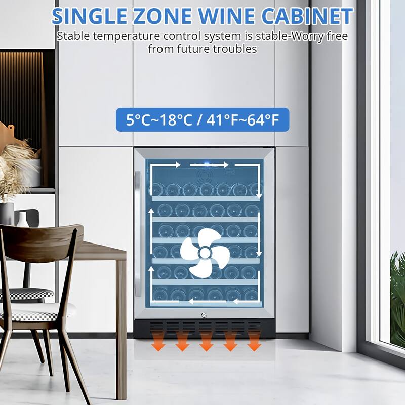 22.5"D Compressor Wine Refrigerator Cooler with 46-bottle Capacity