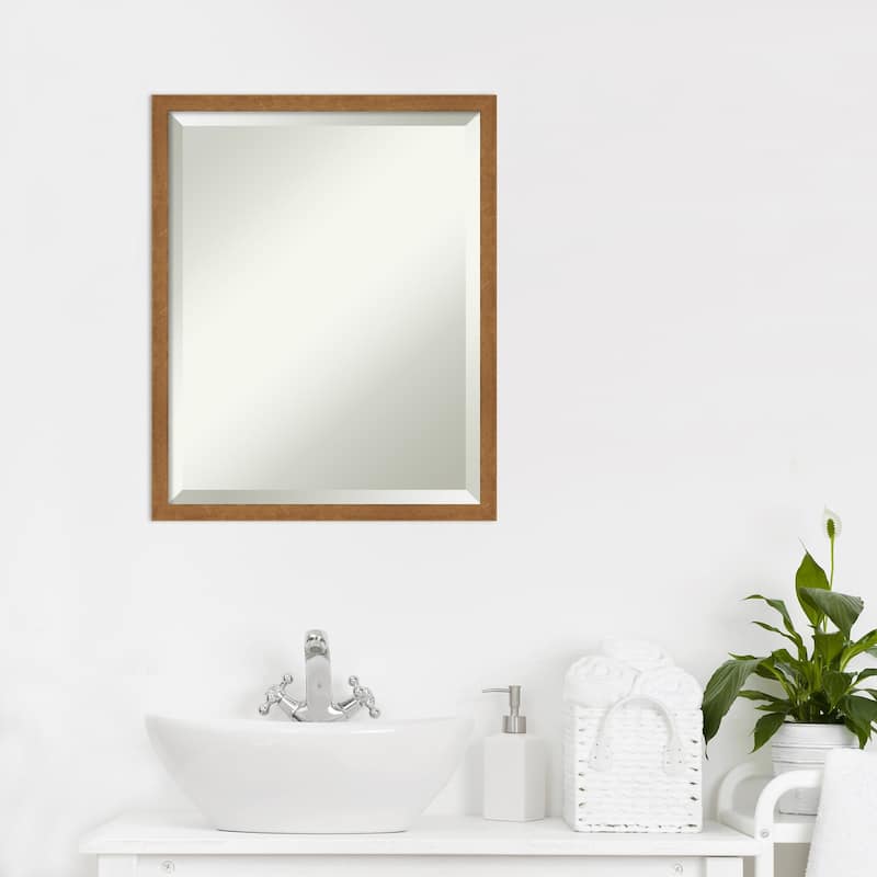 Beveled Wood Bathroom Wall Mirror - Carlisle Blonde Narrow Frame - Carlisle Blonde Narrow