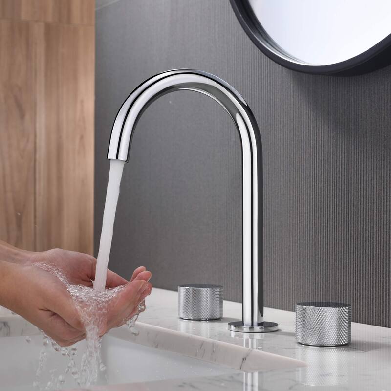 Circular X 8" Bathroom Sink Widespread Faucet with Drain Assembly