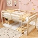 preview thumbnail 18 of 38, Costway Twin over Twin Low Bunk Bed with Guardrails Integrated Ladder - See Details